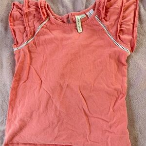 Janie and Jack Coral Ruffle Sleeve Short Sleeve Tee